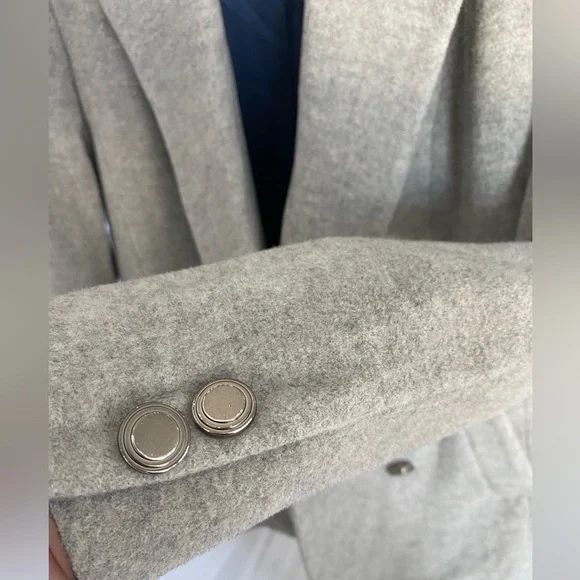 Women's Gray Wool, Double Breasted Coat - size S/M - Picture 4 of 5